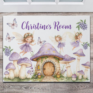 Custom Name Magic Fairies Purple Garden Doormat