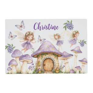 Custom Name Magic Fairies Purple Garden Placemat