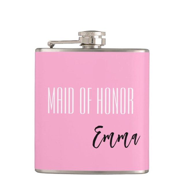 Custom Name Maid Of Honor Flask (Front)