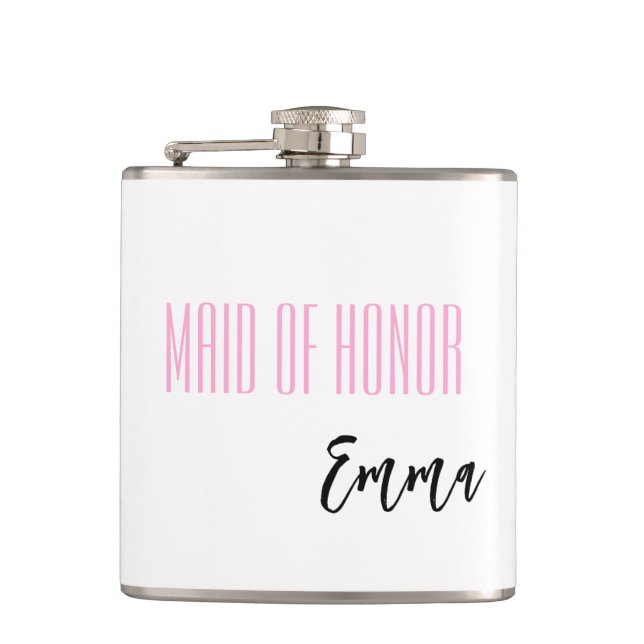 Custom Name Maid Of Honor Flask (Front)