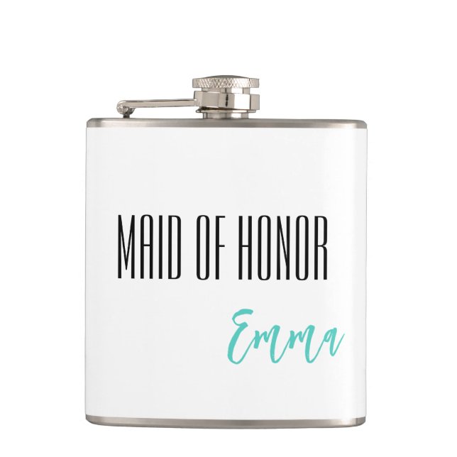 Custom Name Maid Of Honor Flask (Front)