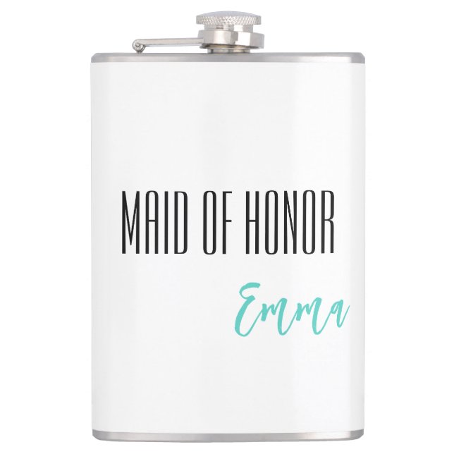 Custom Name Maid Of Honor Flask (Front)