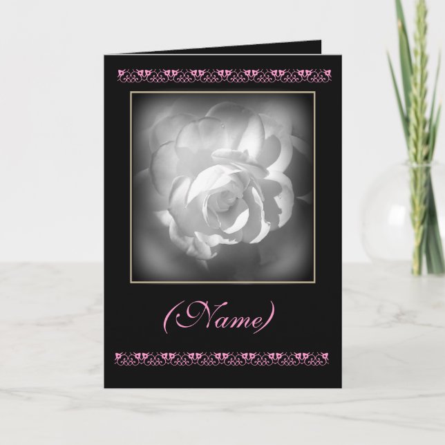 CUSTOM NAME Maid of Honor Invitation White Rose (Front)