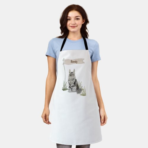 Custom Name Maine Coon Cat Pet Apron