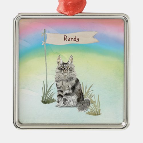 Custom Name Maine Coon Cat Pet Metal Ornament
