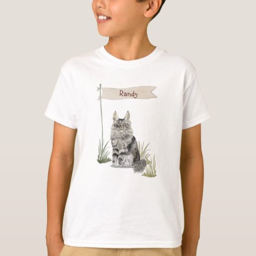 Custom Name Maine Coon Cat Pet T_Shirt
