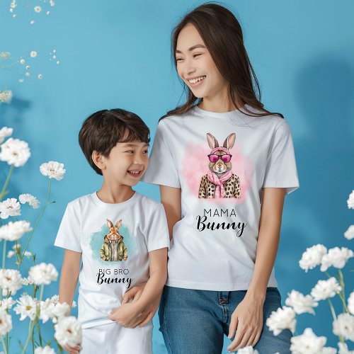 Custom Name Mama Bunny Matching Family Group T_Shirt