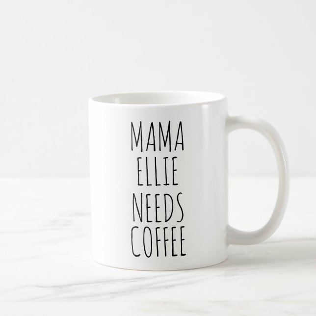 Custom Name Mama Needs Coffee, Gift for mom, Coffee Mug (Right)