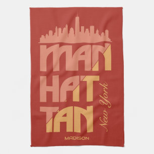 Custom Name Manhattan New York Kitchen Towel