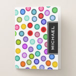 [ Thumbnail: Custom Name & Many Colorful Circles Pocket Folder ]
