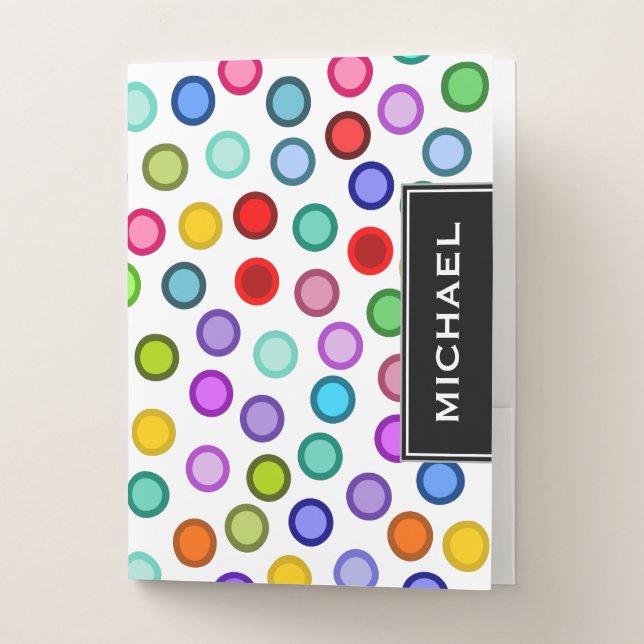 Custom Name & Many Colorful Circles Pocket Folder (Front)