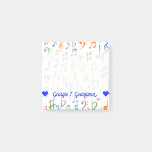 Custom Name; Many Colorful Music Notes and Symbols