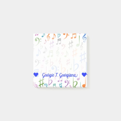 Custom Name Many Colorful Music Notes and Symbols