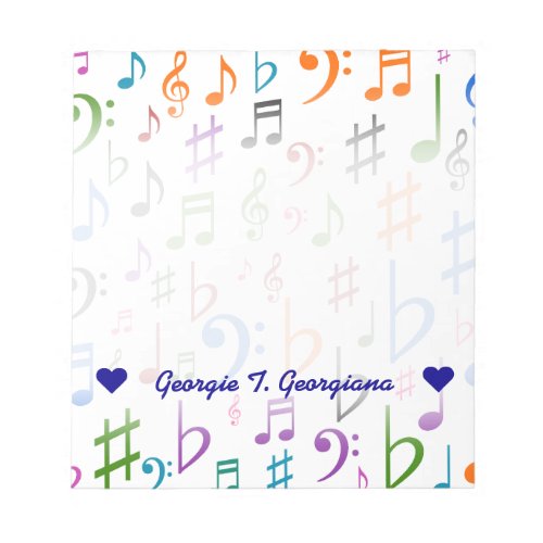 Custom Name Many Colorful Music Notes and Symbols
