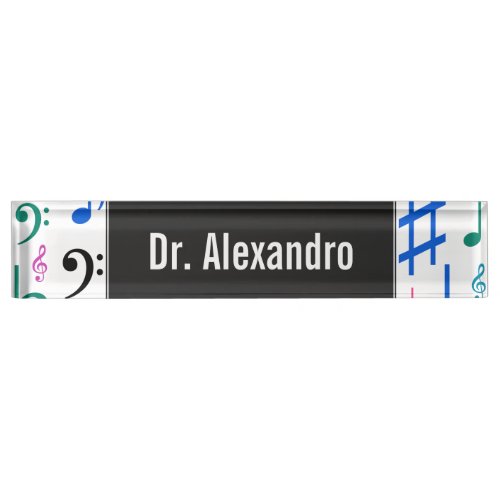 Custom Name Many Colorful Music Notes and Symbols Name Plate