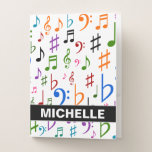 [ Thumbnail: Custom Name; Many Colorful Music Notes and Symbols Pocket Folder ]