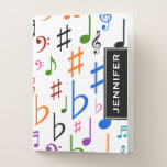 [ Thumbnail: Custom Name; Many Colorful Music Notes and Symbols Pocket Folder ]