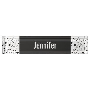Custom Name + Many Musical Notes Pattern Name Plate