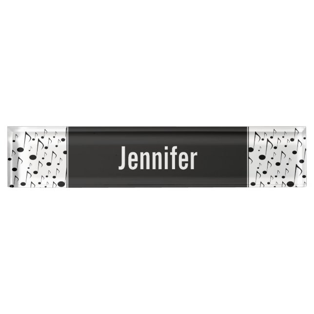Custom Name + Many Musical Notes Pattern Name Plate (Front)