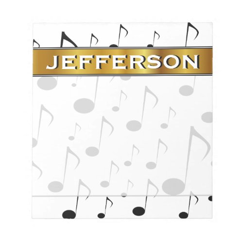 Custom Name  Many Musical Notes Pattern Notepad