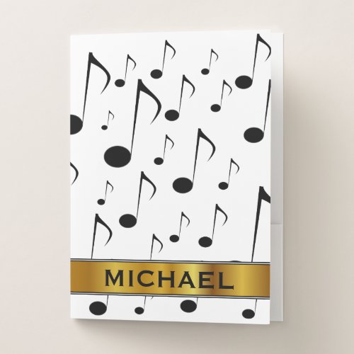 Custom Name  Many Musical Notes Pattern Pocket Folder