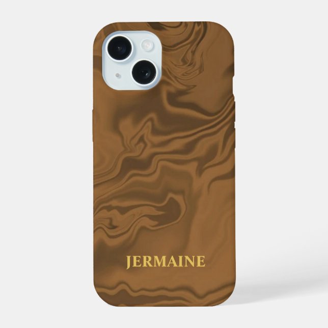Custom name marble brown texture iphone case (Back)