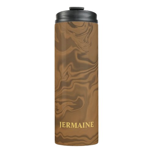 Custom name marble brown texture thermal tumbler