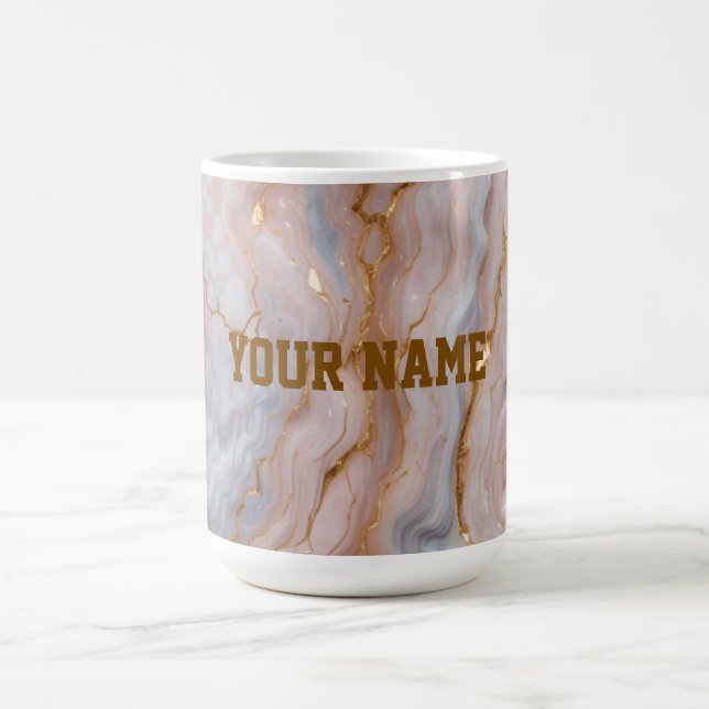 Custom Name Marble Mug | Personalized Gold Textmug (Center)