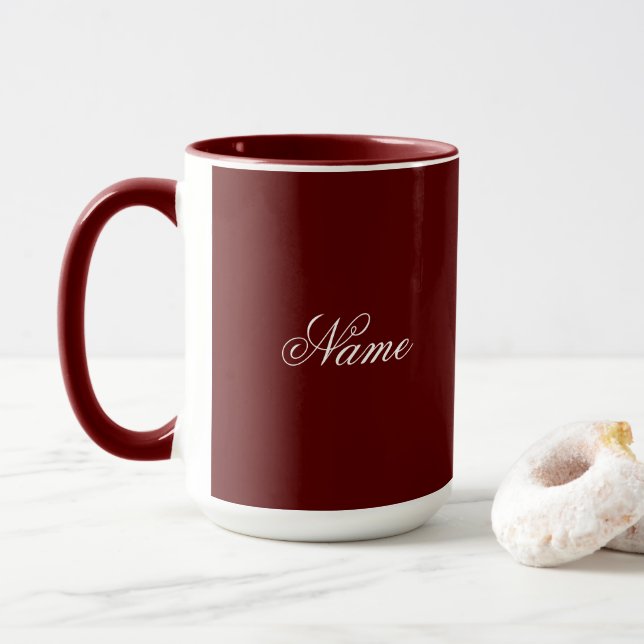 Custom Name Maroon Combo Mug Personalized (With Donut)