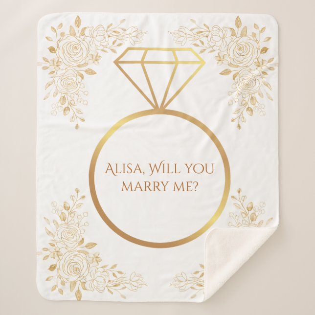Custom Name Marriage Proposal Blanket, Proposal Sherpa Blanket (Front)
