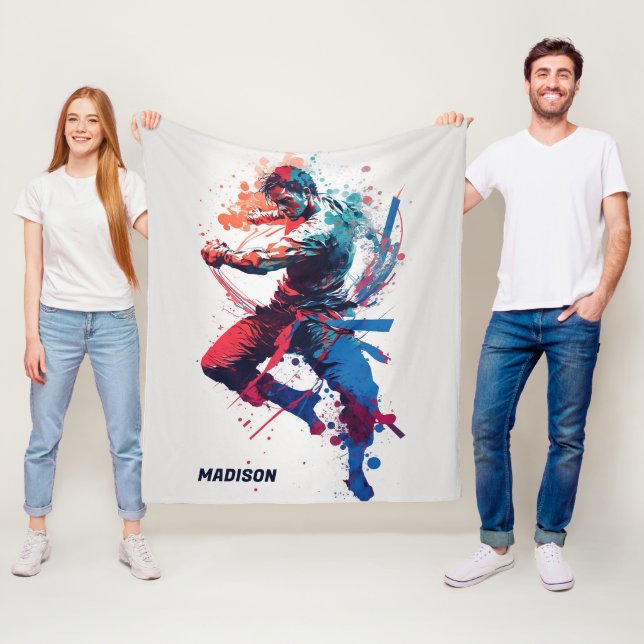 Custom Name Martial Arts Fleece Blanket (In Situ)