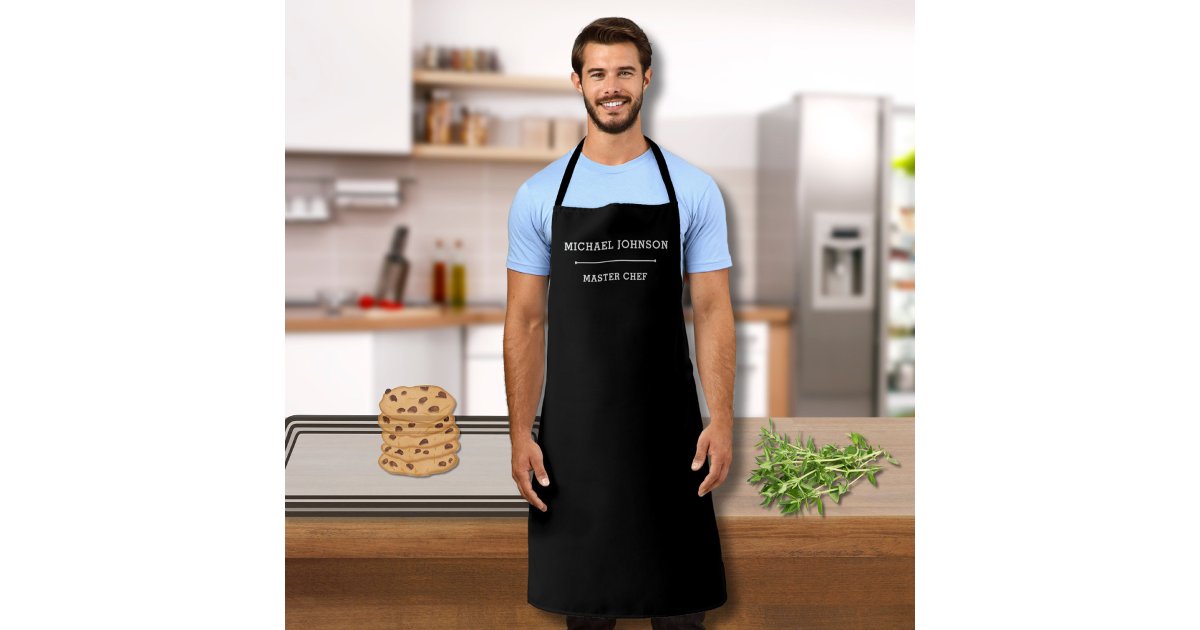 Custom Name Master Chef Black and White Apron | Zazzle