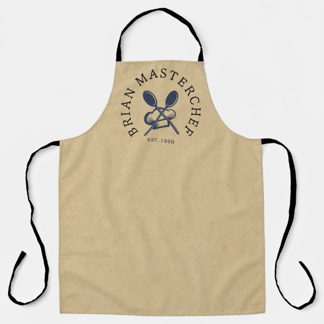Custom name Master cheff Rustic brown kraft  Apron (Front)
