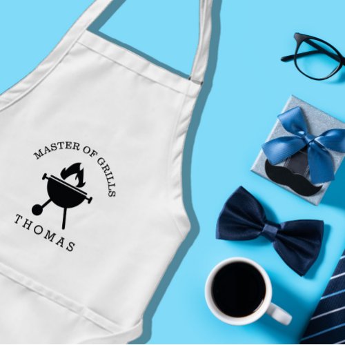 Custom Name Master of Grills Fathers Day Adult Apron