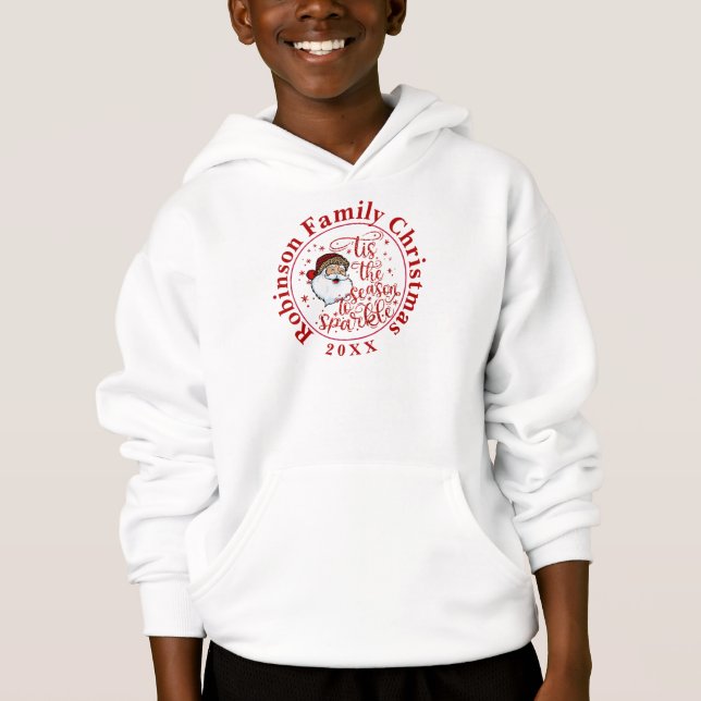 Custom Name Matching Family Christmas Santa Hoodie (Front)