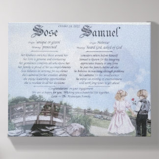 Custom Name Meaning Engagement Print, Couple Art Canvas Photo Tile