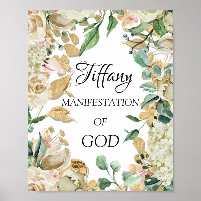 Custom Name Meaning Floral Bridal Birthday Poster (Front)