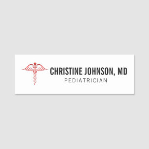 Custom Name Medical Caduceus Doctor Nurse Name Tag