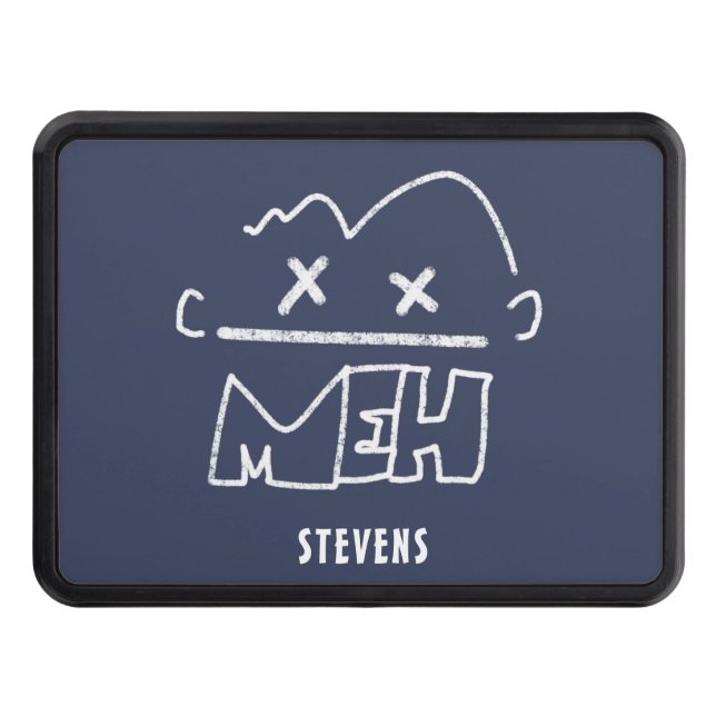 Custom Name Meh Funny Face Emoji Hitch Cover (Front)