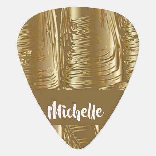 Custom name melting gold on guitar pick