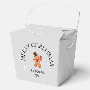 Custom name Merry Christmas gingerbread man gray Favor Boxes