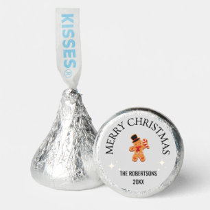 Custom name Merry Christmas gingerbread man gray Hershey®'s Kisses®