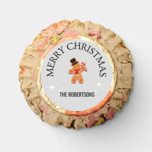 Custom name Merry Christmas gingerbread man gray Reese's Peanut Butter Cups