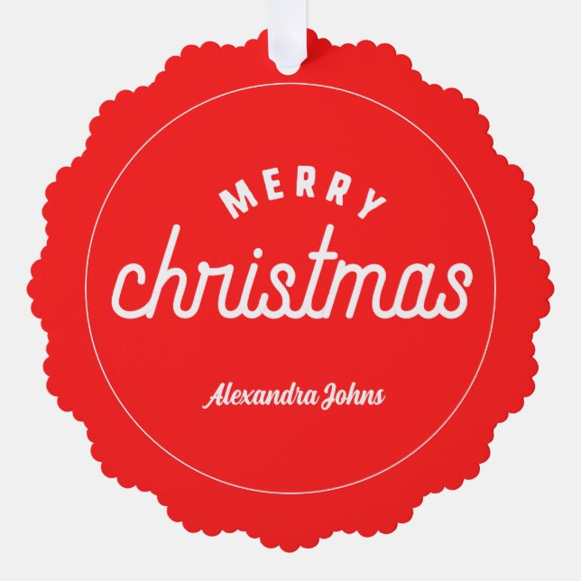 Custom name merry christmas paper ornament tree card (Front)