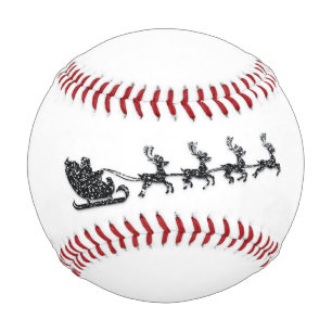Custom Name Merry Christmas Santa Reindeer Baseball