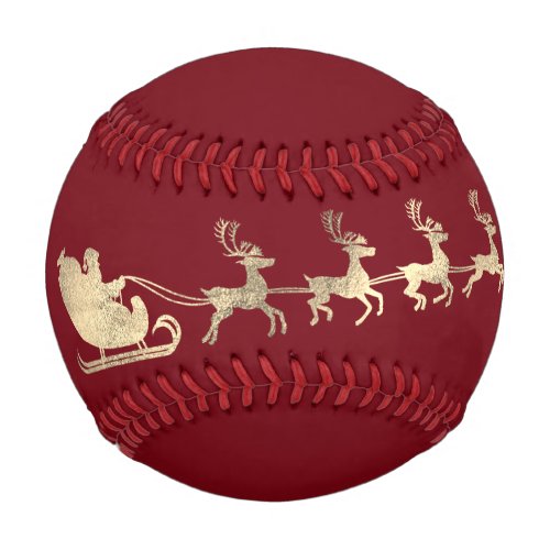Custom Name Merry Christmas Santa Reindeer Maroon Baseball