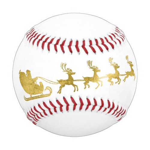 Custom Name Merry Christmas Santa Reindeer White Baseball