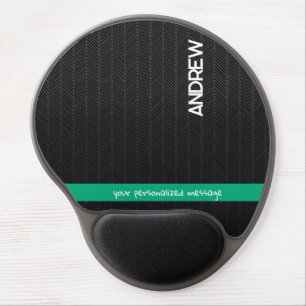Custom Name & Message Personalized Modern Black Gel Mouse Pad
