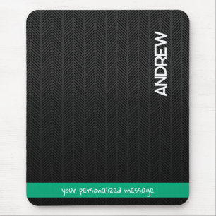 Custom Name & Message Personalized Modern Black Mouse Pad