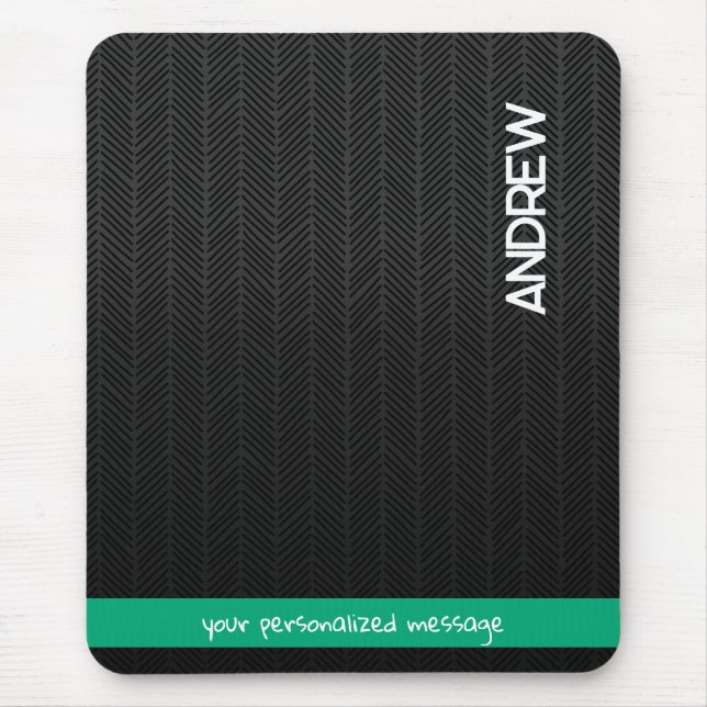 Custom Name & Message Personalized Modern Black Mouse Pad (Front)